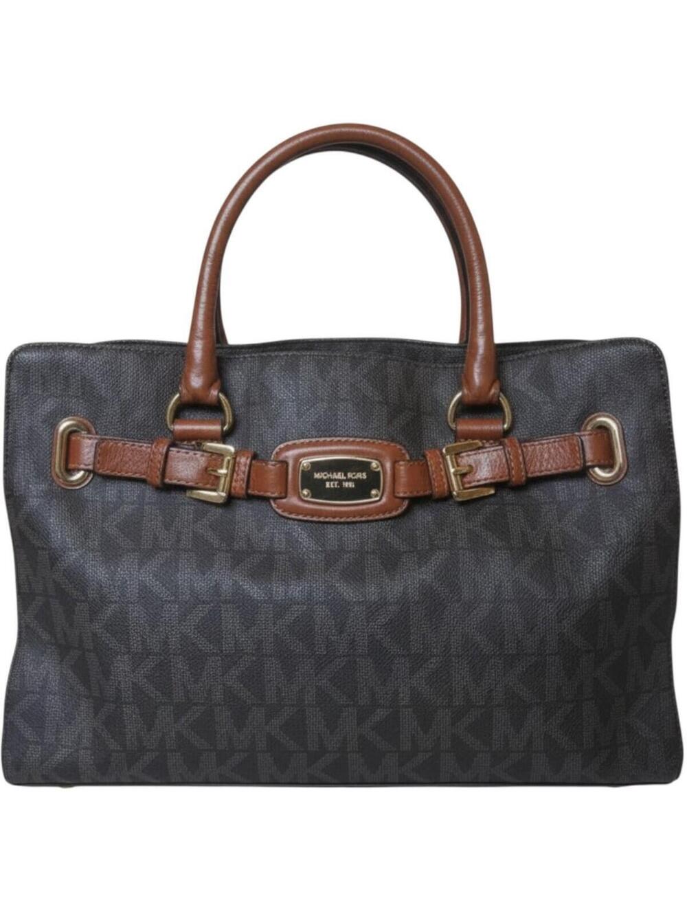 Michael Kors Hamilton Monogram Satchel East West Tote Shoulder Crossbody Brown